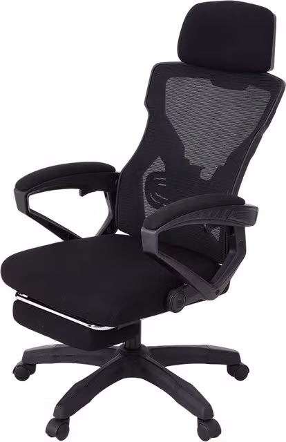 Livingandhome Modern Black Fabric Task Chair with Headrest, Armrests and Castors for Home Office