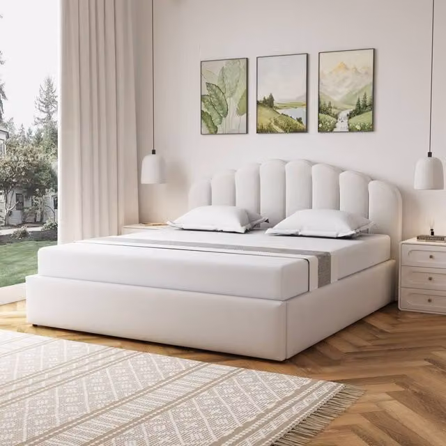Artemis Home Ranson Upholstered Fabric Super King Ottoman Bed Frame with Storage, Beige, W/D/H: 180 x 200 cm