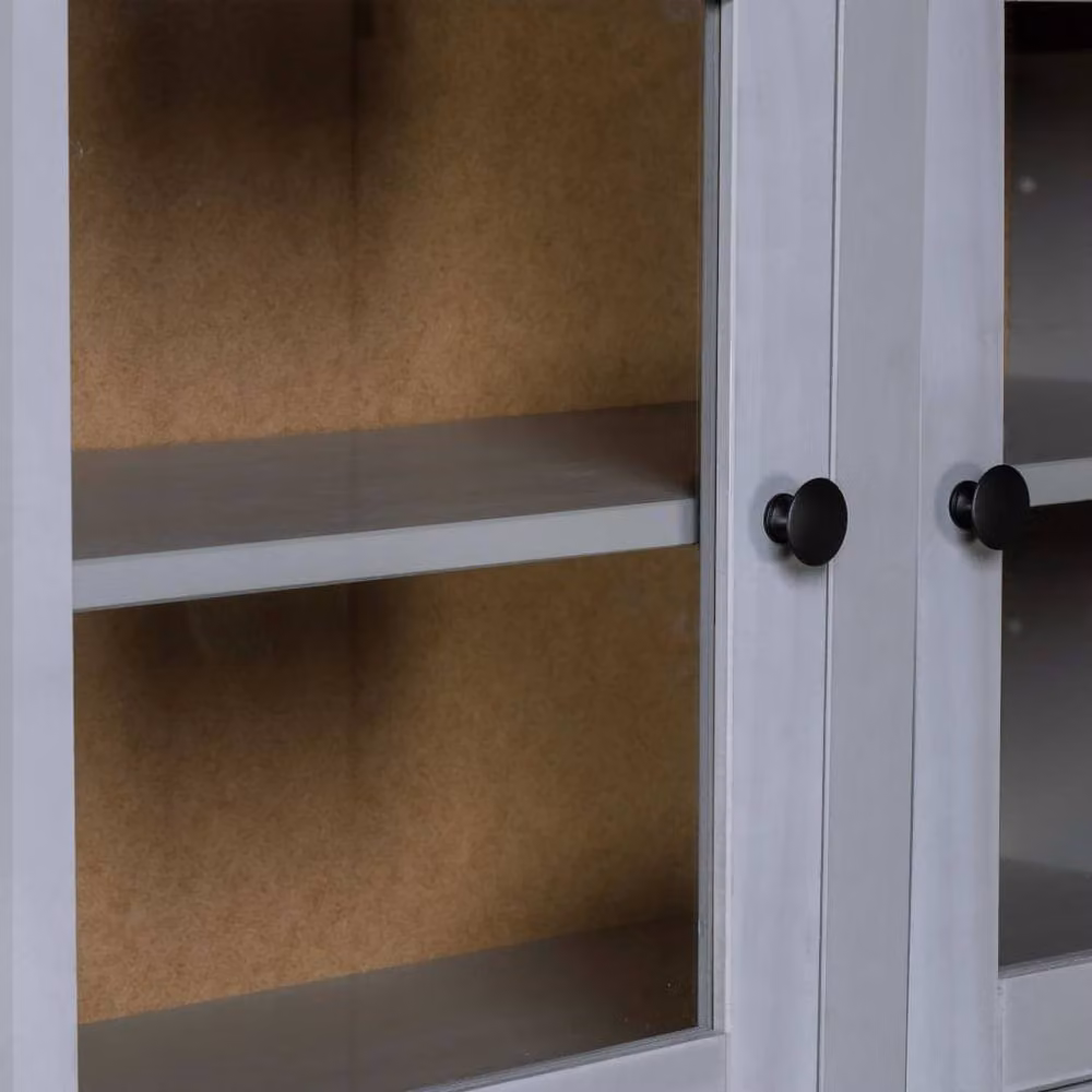 Berkfield Home Panama Grey Solid Pine Highboard with Glass Doors, W/D/H: 93 x 40.5 x 180 cm – 3