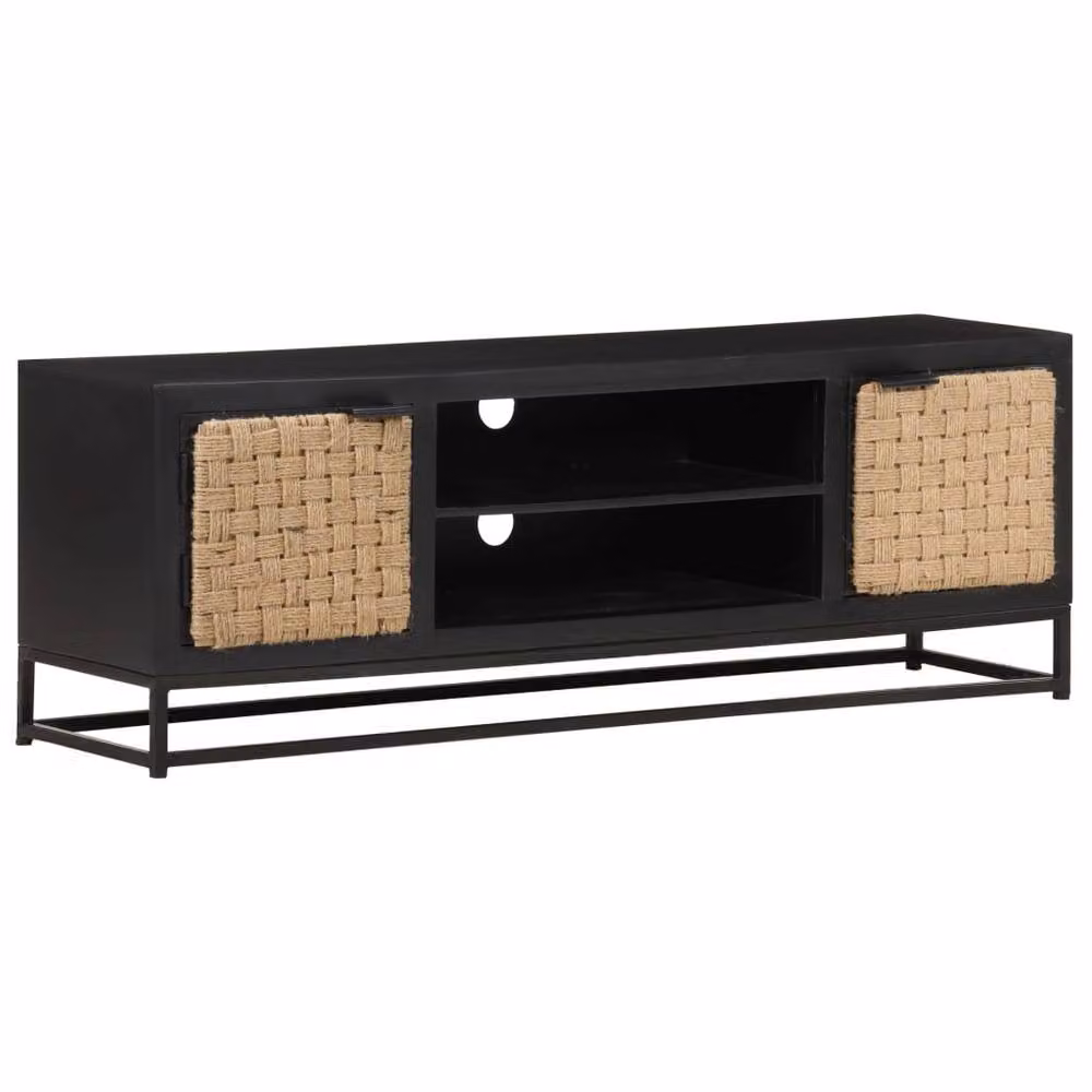 Berkfield Home Industrial TV Cabinet in Black Solid Mango Wood, W/D/H: 120 x 30 x 40 cm – 2