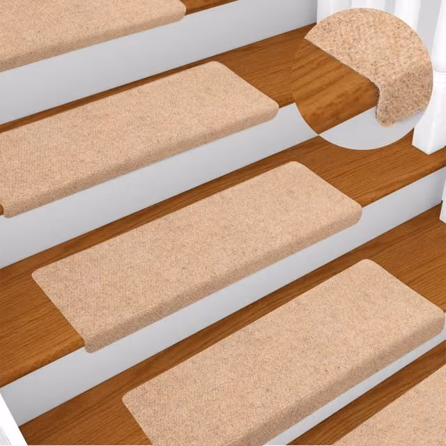 Berkfield Home 15 Piece Needle Punch Stair Mats in Brown, W/D/H: 65 x 21 x 4 cm – 1