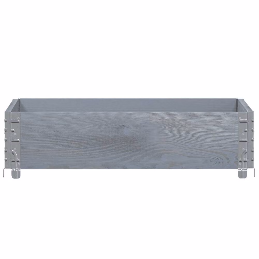 Berkfield Home Grey Solid Pine Garden Planter Tub W: 80 cm, D: 60 cm, H: 19.5 cm – 2