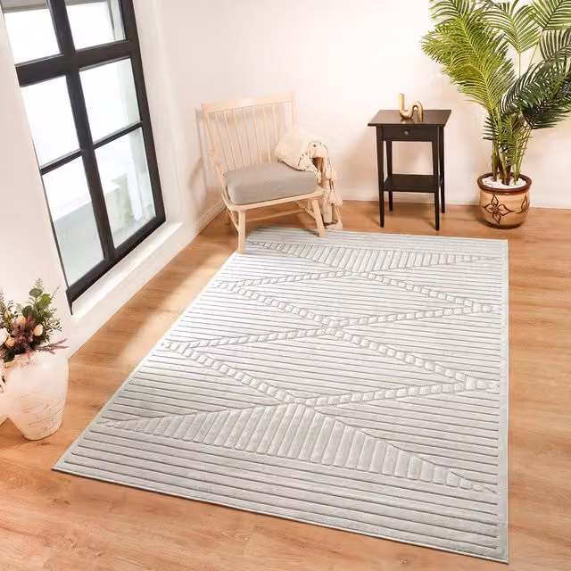 Livabliss Le Mans Modern Textured In- & Outdoor Rug in Beige, Grey and White, W: 200 cm, D: 275 cm