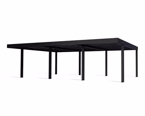 Palram Oslo Modern Freestanding Carport with Black Metal Structure and Grey Polycarbonate Panels – 1