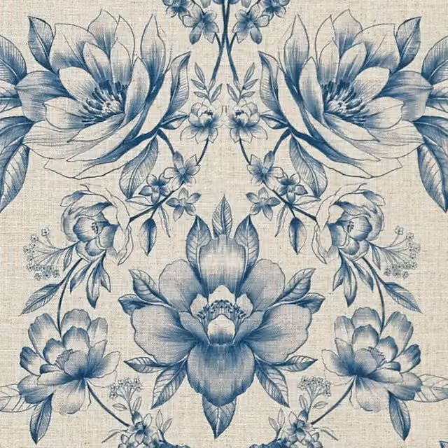 Prestigious Textiles Linley Larkspur Blue Floral Cotton Fabric