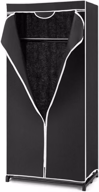 NESTLUNE Single Fabric Folding Clothes Wardrobe in Black, W/D/H: 100 x 100 x 100 cm