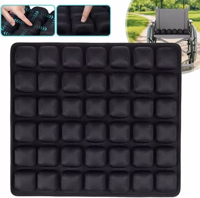 KORVIXA Breathable Inflatable Rectangular Seat Cushion for Adults, Black, W/D: 120 x 90 cm