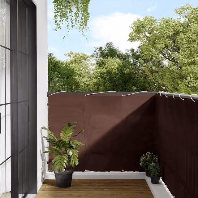 Berkfield Home Brown Balcony Screen, W: 120 cm, H: 700 cm, 100% Polyester Oxford Fabric – 1