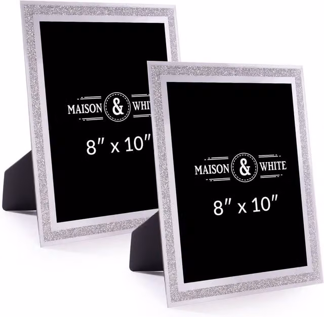 Maison & White Sparkle Glass Photo Frame Set of 2, Silver, W/H: 20.32 x 25.4 cm