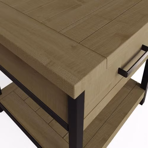 FWStyle Reclaimed Pine 1 Drawer Side Table in Driftwood Finish, W: 60 cm, D: 60 cm, H: 60 cm – 4