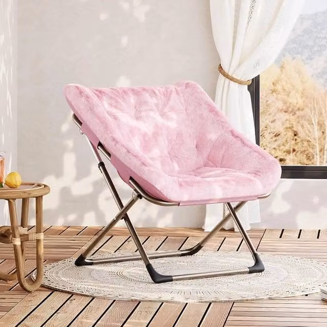 VOGREX Folding Saucer Chair for Adults in Pink