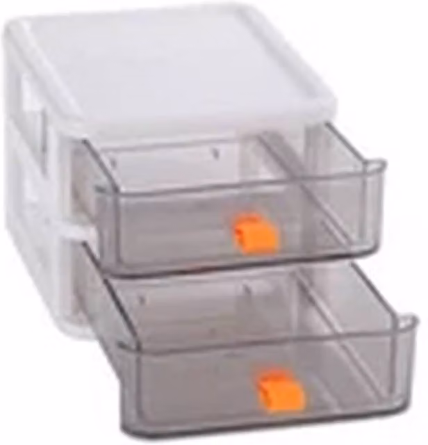 Havendro White 2 Tier Small Desktop Storage Drawers Stackable Mini Drawer Box – 1