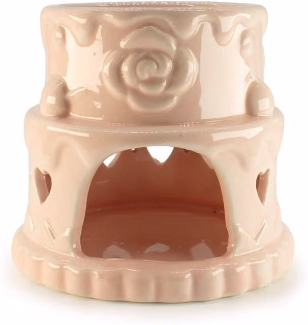 KDMD Ceramic Heart Shaped Tealight Oil Burner in Dusty Pink – 1
