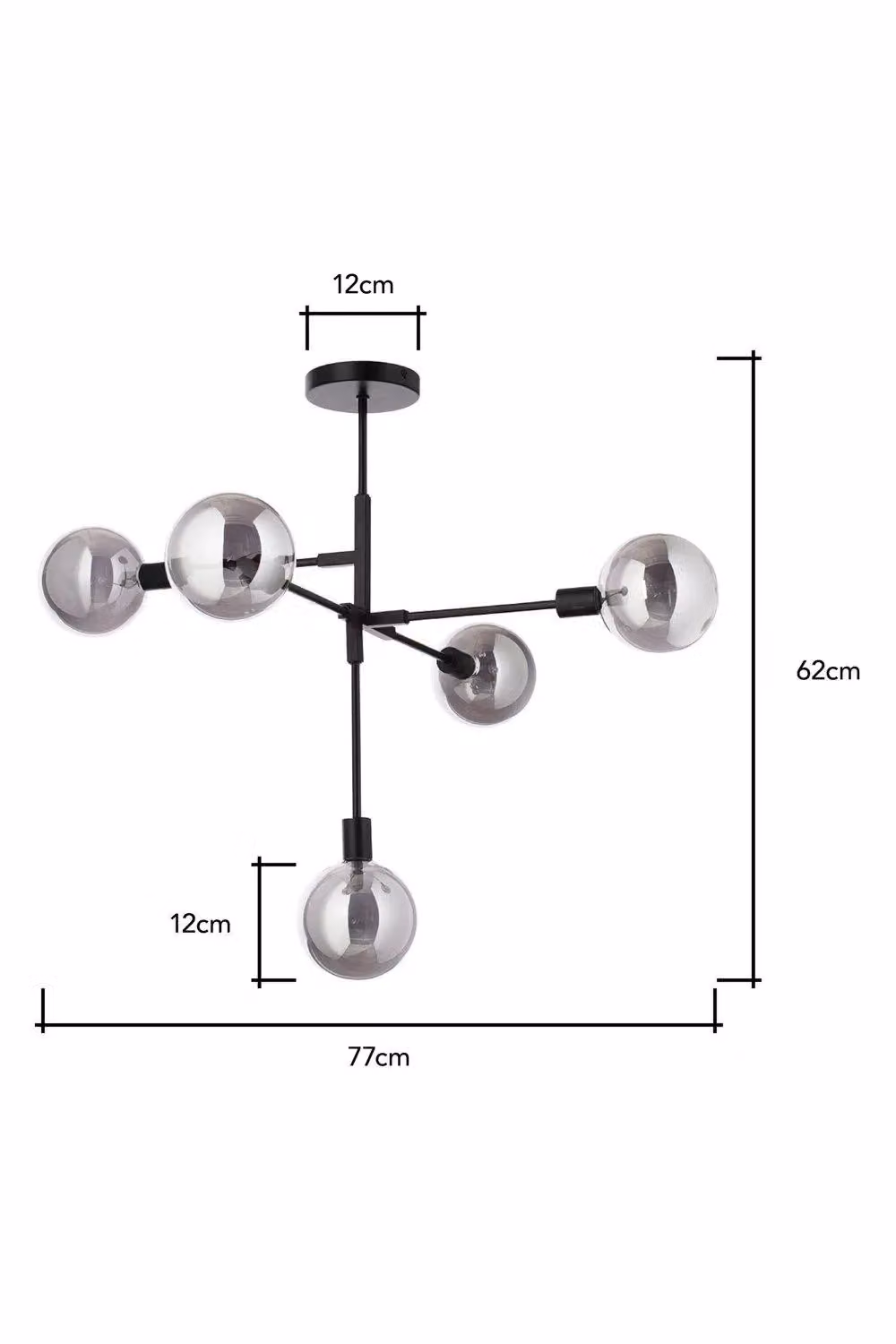 BHS Lighting Hennock Industrial Sphere Ceiling Light in Black with Transparent Glass – 3