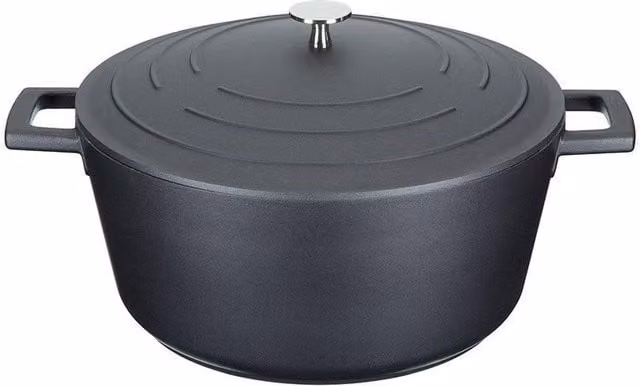 MasterClass Non-Stick Cast Aluminium Casserole Dish with Lid, Black, 5L – 1