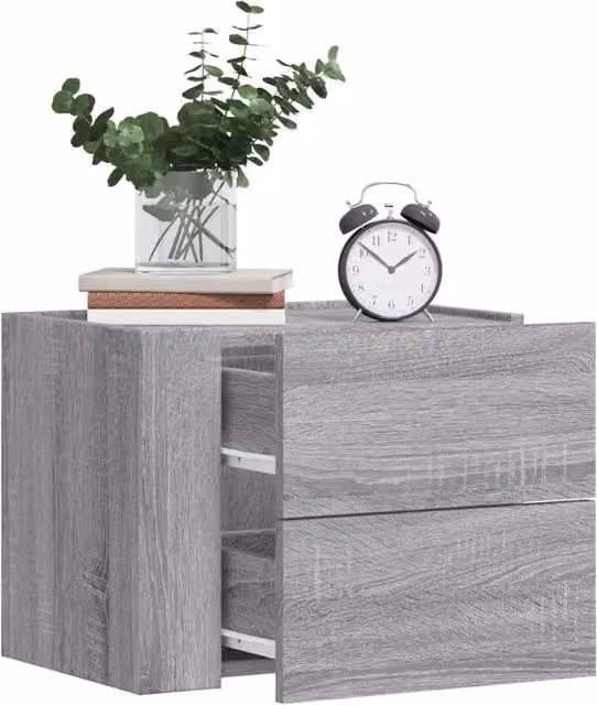 Berkfield Home Wall-mounted Bedside Cabinets, 2 Pack, Grey, W: 45 cm, D: 30 cm, H: 35 cm