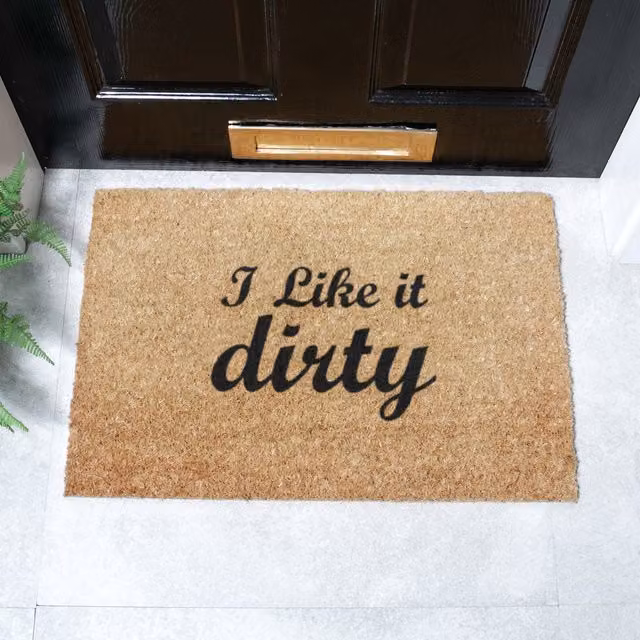 Artsy Mats I Like It Dirty Brown Coir and Natural Rubber Non-Slip Weatherproof Rectangular Doormat