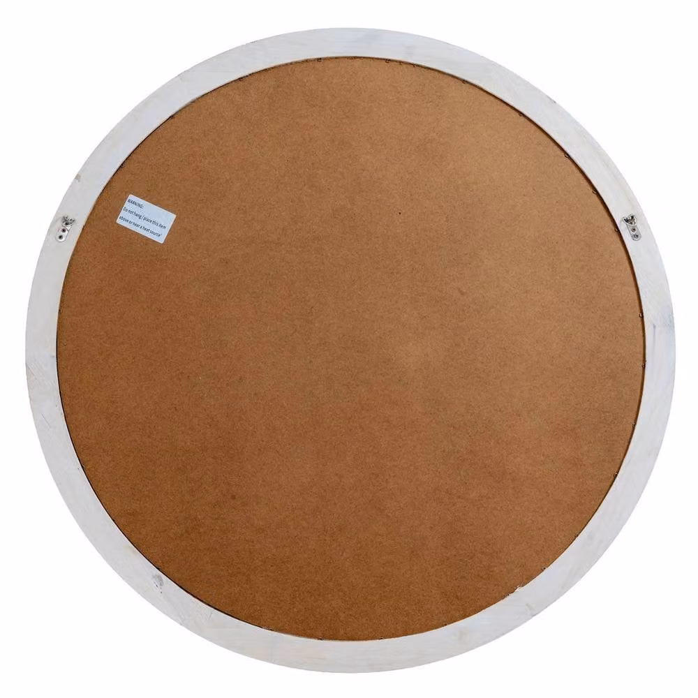 Lemon Pavilion Round Washed Wood Window Mirror in Brown, W: 100 cm x H: 100 cm – 3