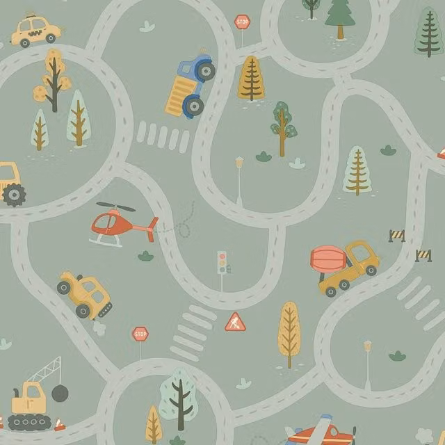 Holden Decor Roundabout Road Abstract Textured Wallpaper in Multicolour and Green