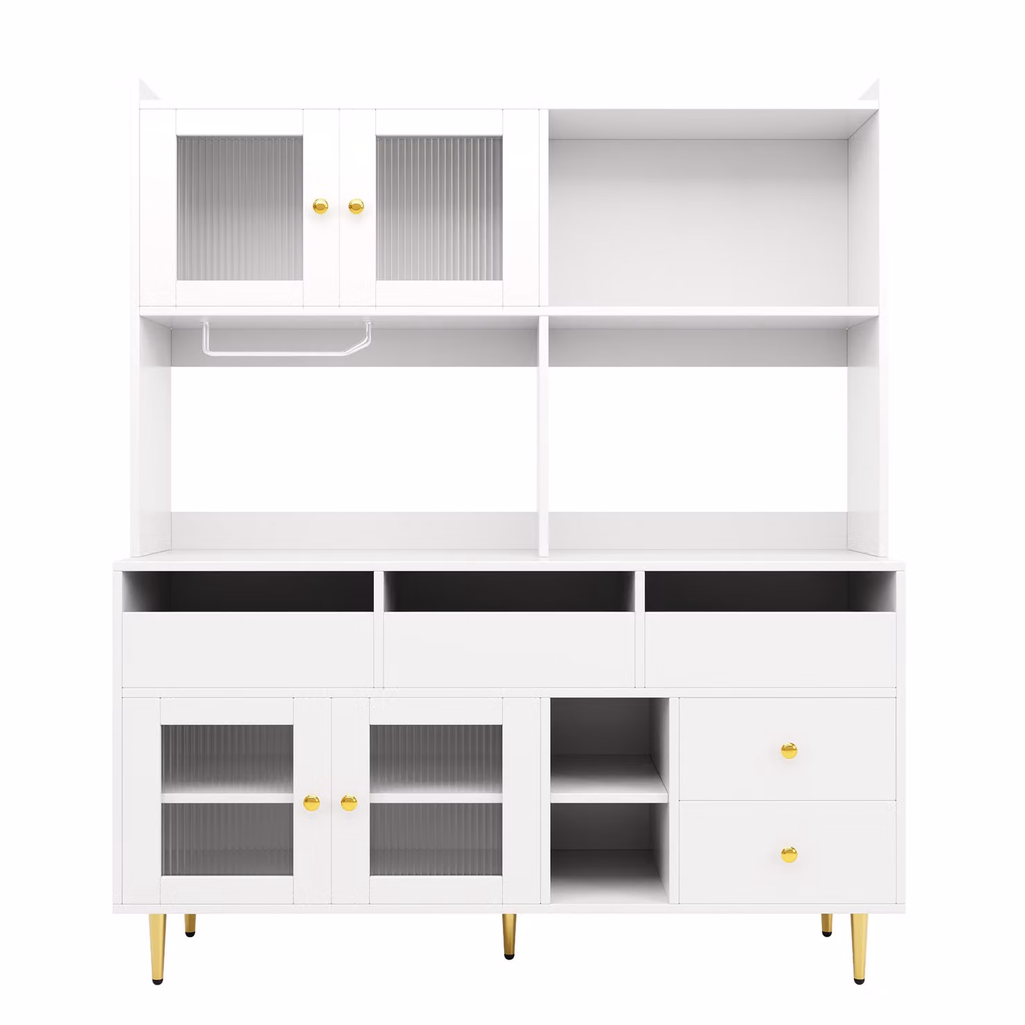 Aosom UK Multi-Purpose Modern Storage Cabinet with Glass Doors, Wine Glass Holder and Bottle Rack, White, W: 39 cm, D: 39 cm, H: 171 cm – 2