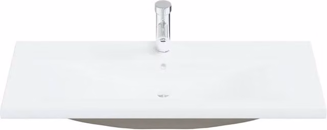 Berkfield Home Elegant White Ceramic Built-in Rectangular Basin with Overflow, W: 101 cm, D: 39 cm, H: 18 cm