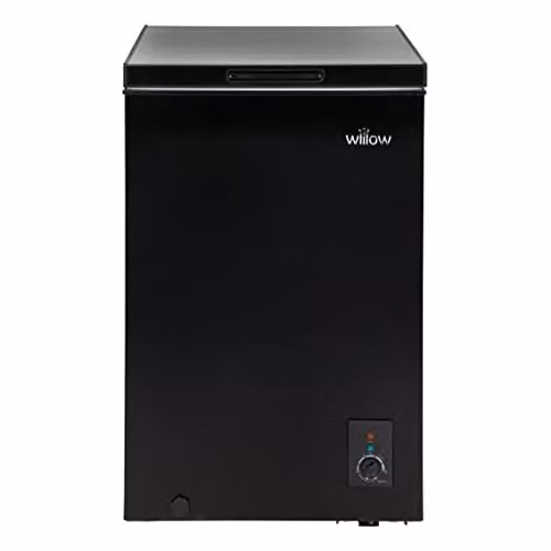 Willow W99CFB Freestanding 99L Chest Freezer with Removable Storage Basket, Black