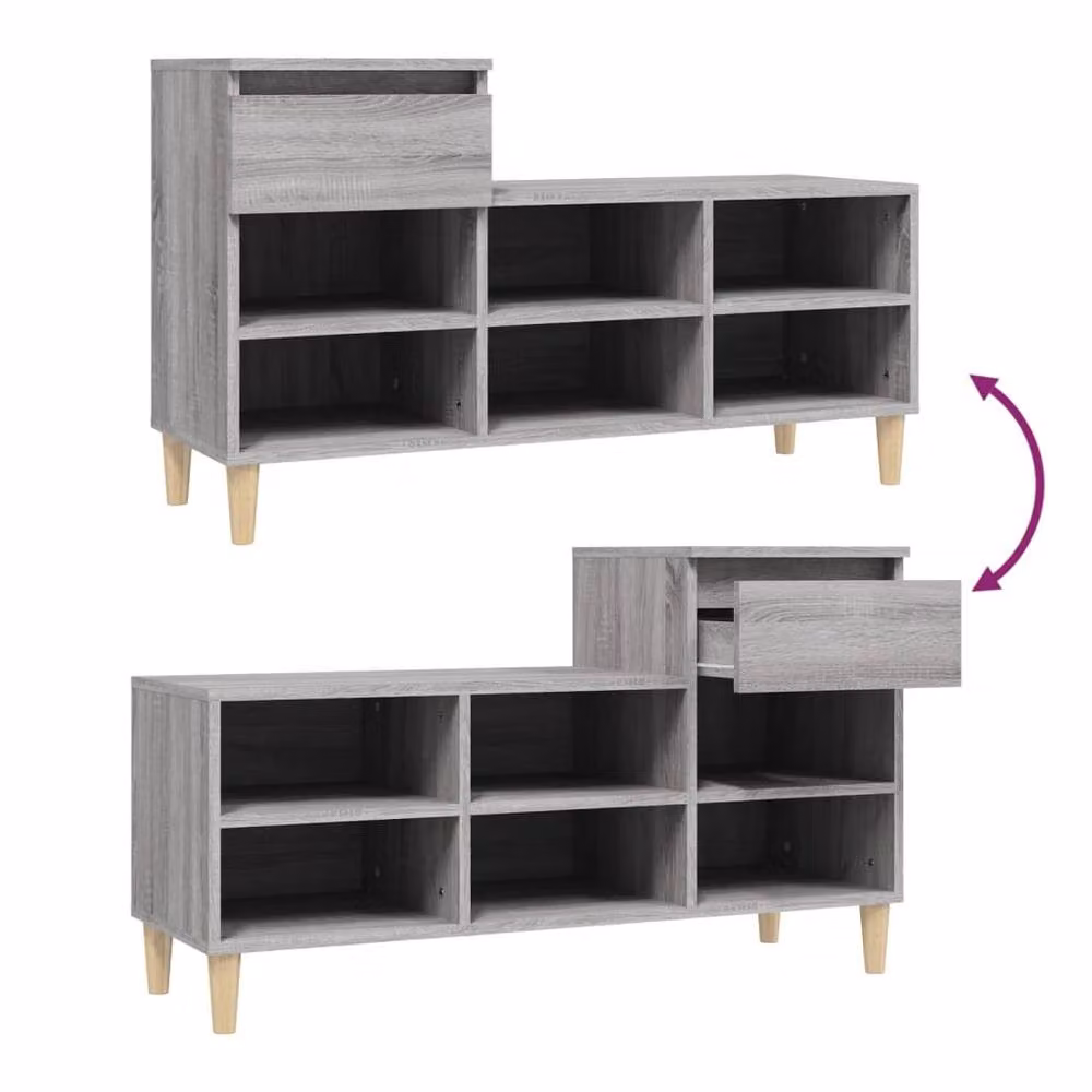 Berkfield Home Grey Sonoma Shoe Cabinet with Integrated Seat, W: 102 cm, D: 36 cm, H: 60 cm – 5