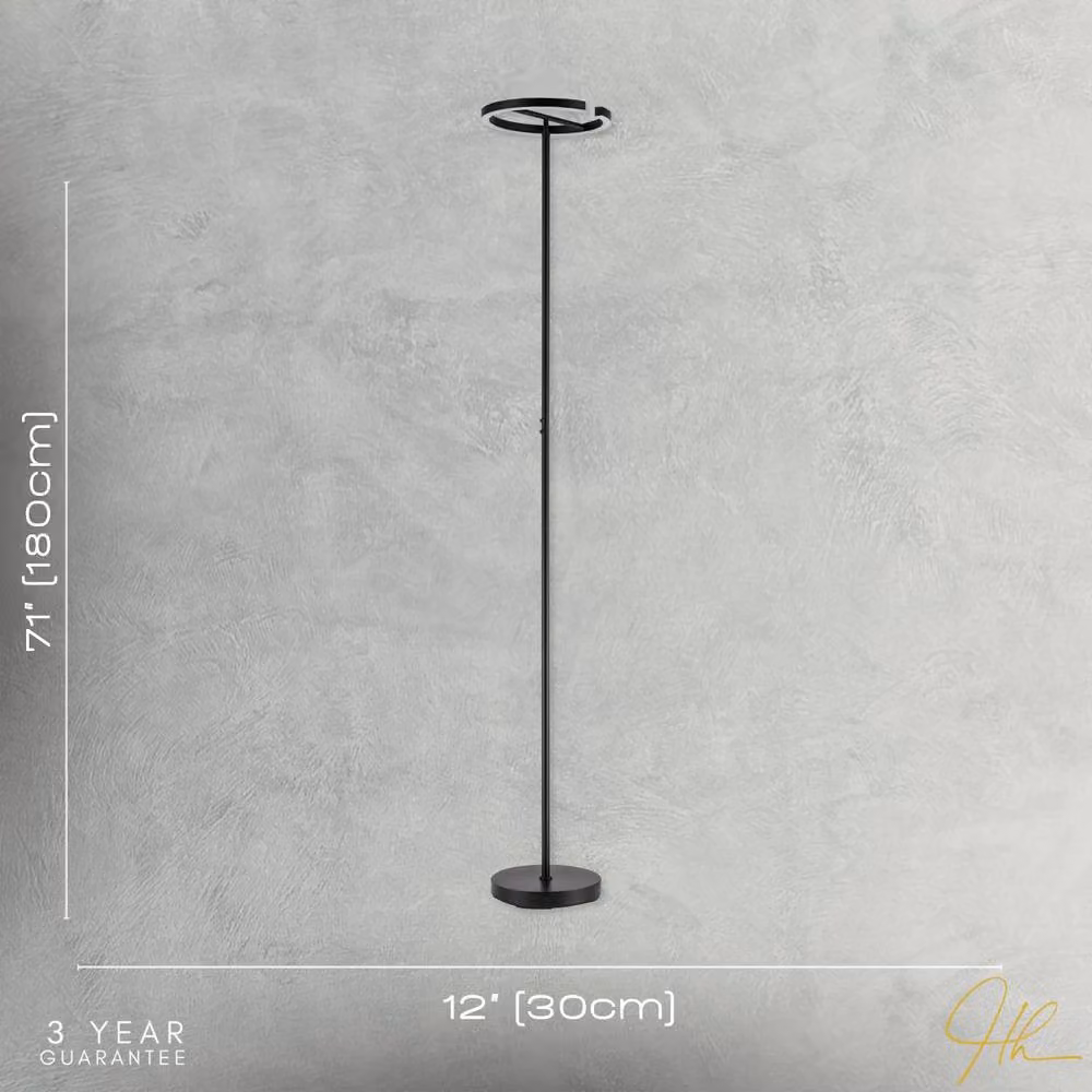 Happy Homewares Modern RGBW LED Halo Ring Black Floor Lamp with Remote Control, H 180 cm x W 30 cm x D 30 cm – 5