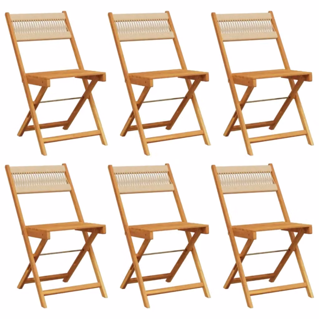 Berkfield Home Set of 6 Folding Garden Chairs in Beige Acacia Wood – 2