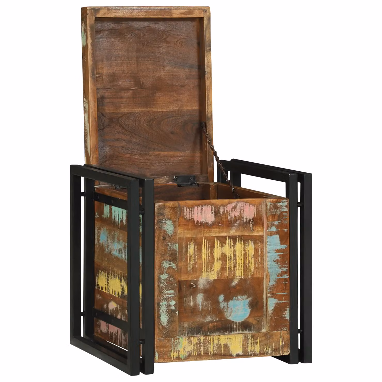 Berkfield Home Rustic Acacia Wood Storage Box, Brown and Black, W/D/H: 40 x 40 x 40 cm – 2