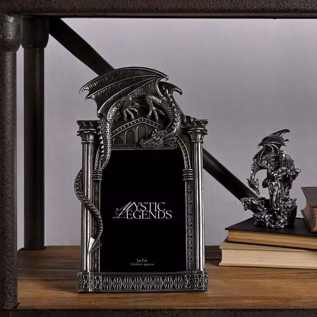 Juliana Mystic Legends Dragon Rectangular Single Photo Frame, Silver, W/D/H: 17.78 x 12.7 x 31.5 cm