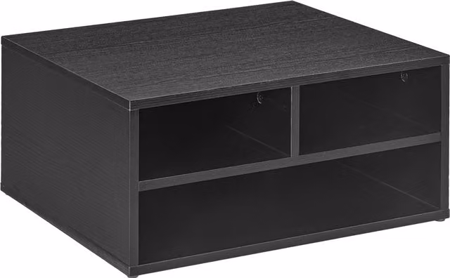 HOMCOM Black 2-Tier Desktop Printer Stand and Desk Organiser with 3 Open Compartments for your Home Office – 1