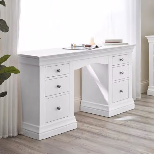 Julian Bowen Clermont 6 Drawer Dressing Table in White – 1
