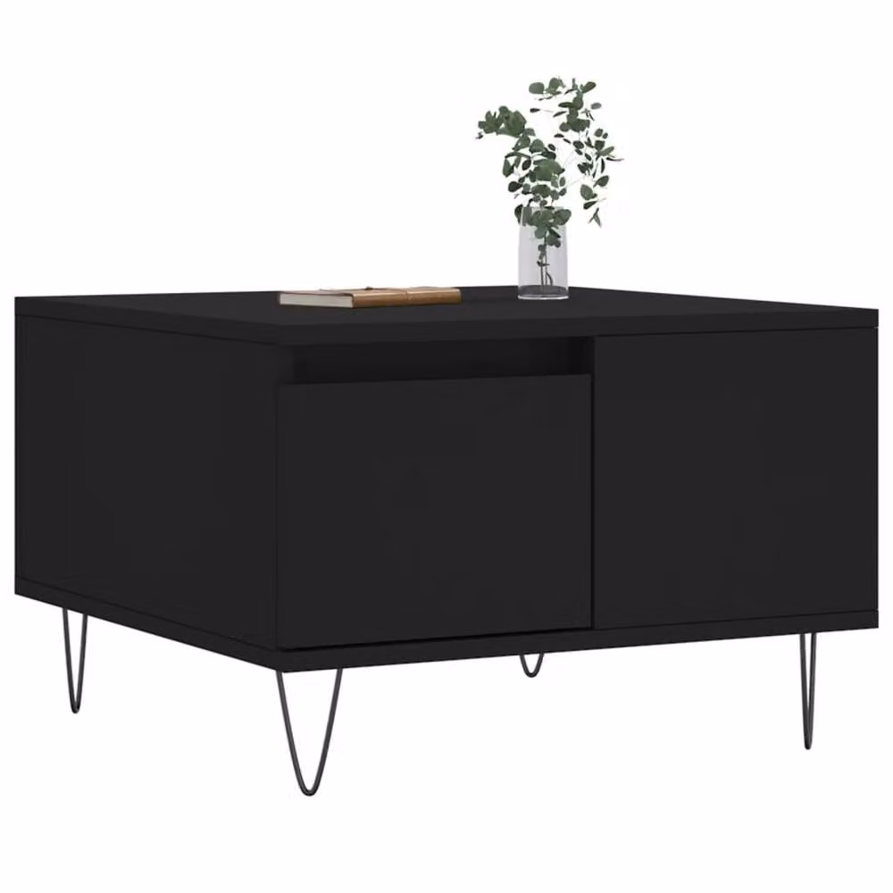 Berkfield Home Modern Square Coffee Table in Black, W/D/H: 55 x 55 x 36.5 cm – 3