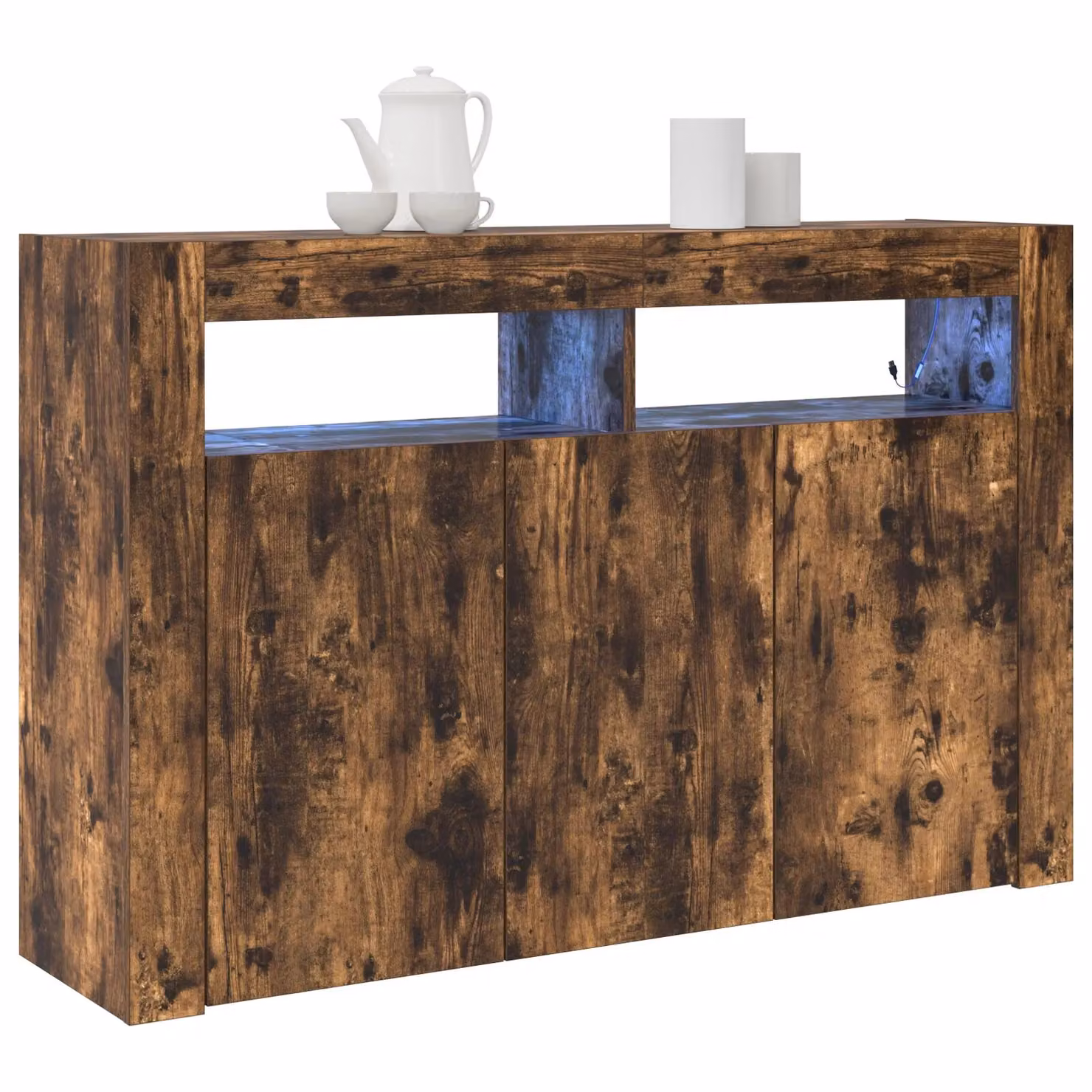 Berkfield Home Modern Smoked Oak Sideboard in Brown, W/D/H: 116 x 30 x 75 cm – 3