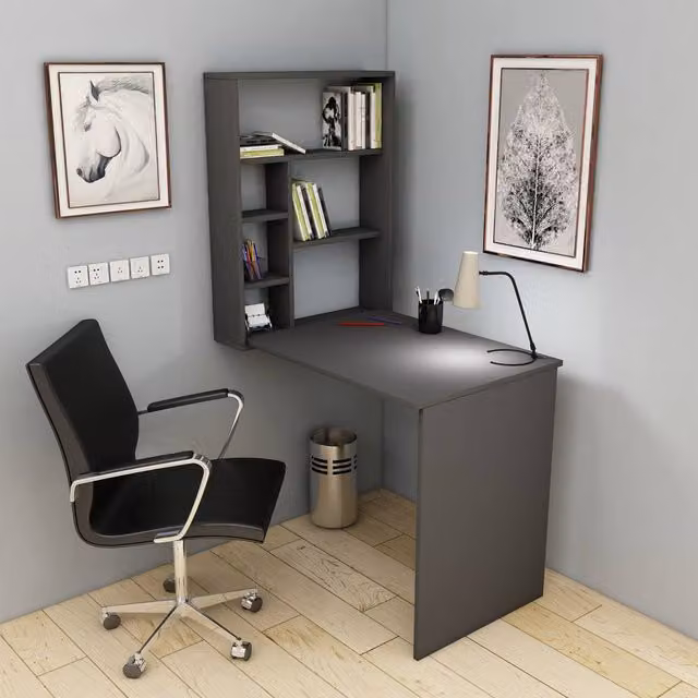 Destina Home Merril Computer Desk with Folding Top in Anthracite Grey, W/D/H: 90 x 59 x 74 cm