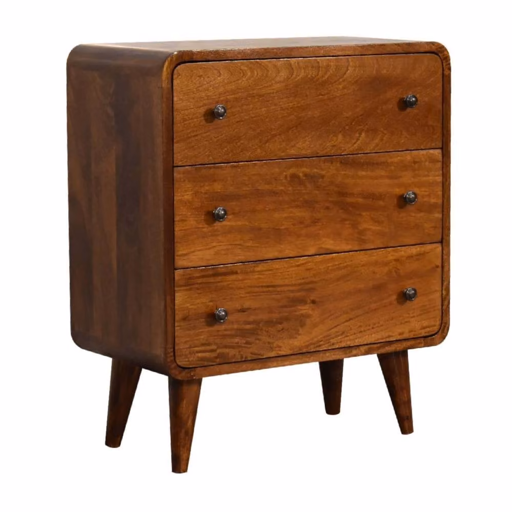 STILVORA 3 Drawer Chest with Solid Wood Structure in Brown – 2