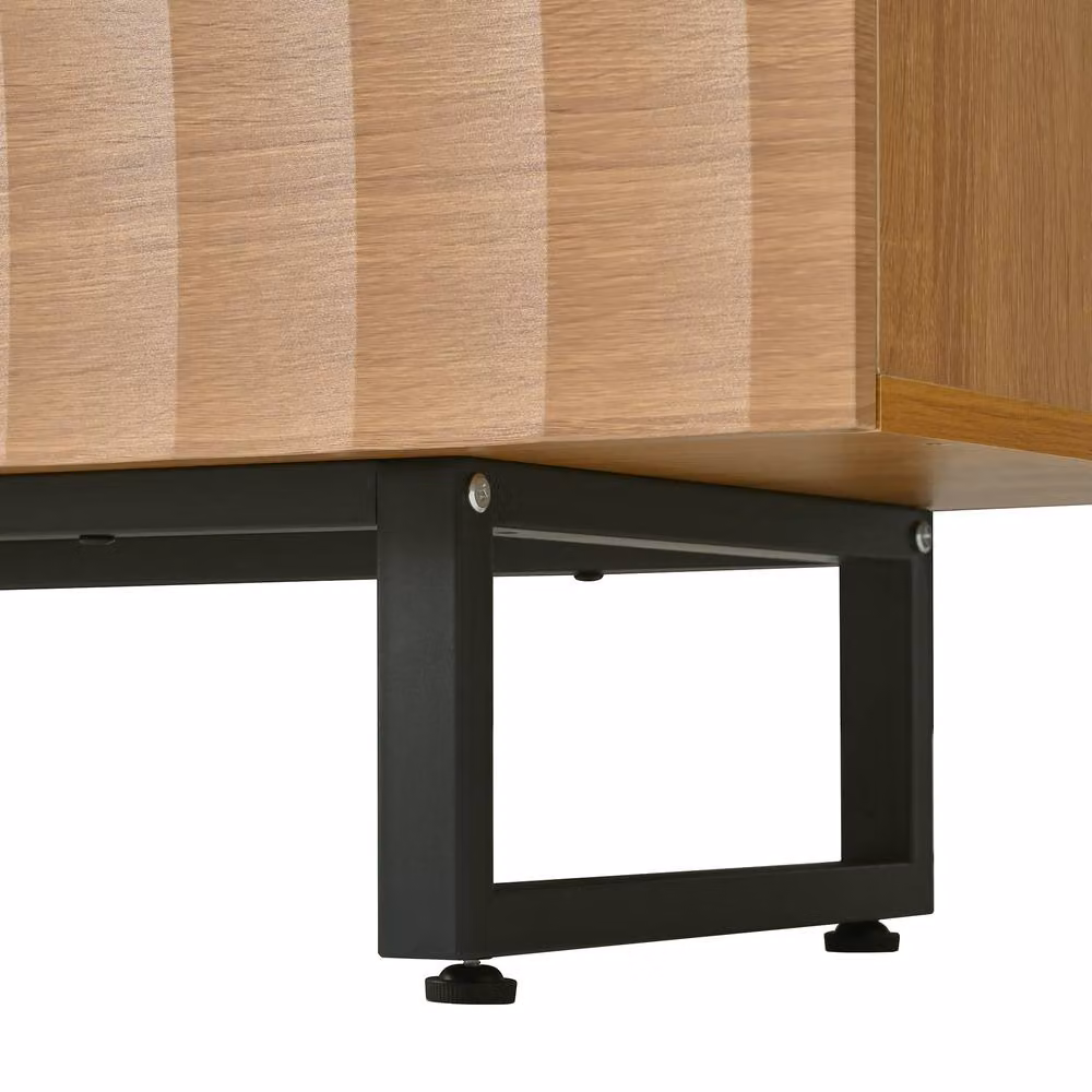 BTM Modern TV Stand Lowboard with 3D Texture Storage Cabinet in Natural Sand, W: 180 cm, D: 38 cm, H: 51.5 cm – 5