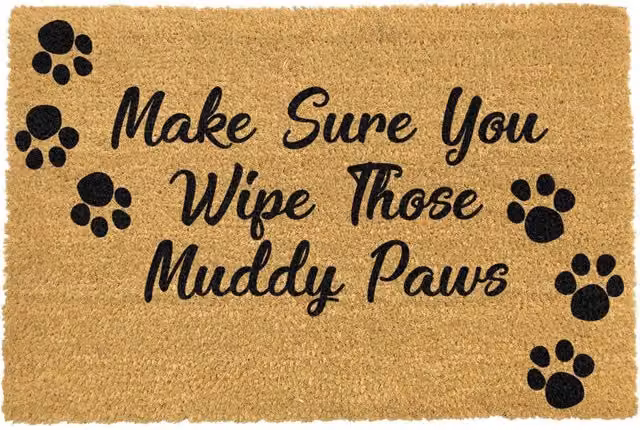 Artsy Mats Country Home Wipe Your Paws Extra Large Coir Doormat in Black, W: 90 cm, D: 60 cm – 1