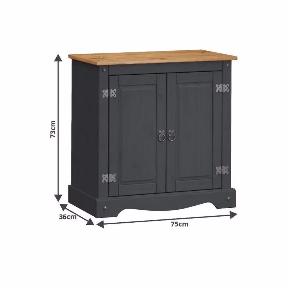 SPETLEK Corona Charcoal 2 Door Solid Wood Pine Sideboard Cupboard – 3