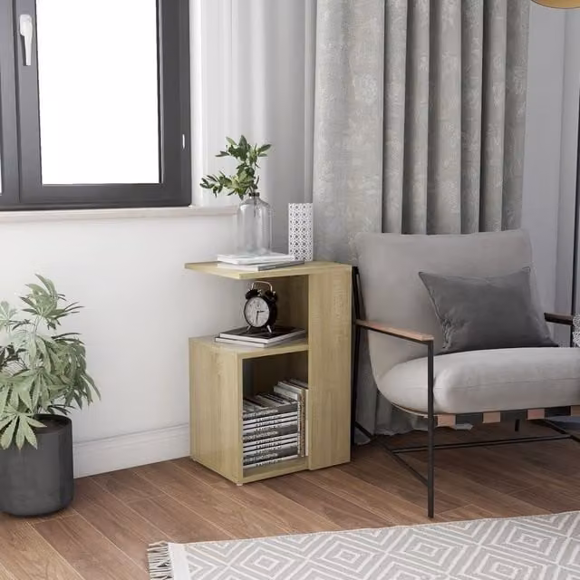 Berkfield Home Sonoma Oak Side Table in Brown, W/D/H: 36 x 30 x 56 cm – 1