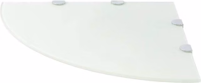 Berkfield Home Modern Wall Mounted Corner Shelf with White Glass and Chrome Supports W/D: 45 x 45 cm