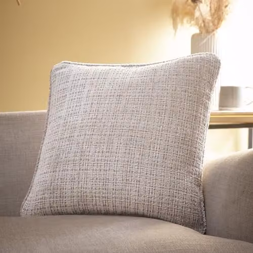 Appletree Beige Textured Chenille Square Cushion with Removable Cover, W/D/H: 43 x 43 x 43 cm – 1
