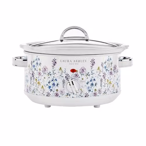 Laura Ashley Wild Meadow Slow Cooker, 3.5 l, White and Multicolour