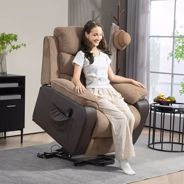 HOMCOM Power Lift Recliner Chair for Seniors in Brown Fabric