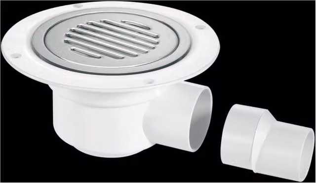 McAlpine TSG50SS-SL-NSC 50mm White Plastic Horizontal Water Seal Trapped Gully with Clamp Ring and Cover