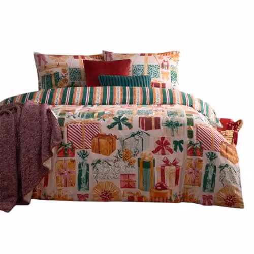 Riva Home All Wrapped Up Reversible Striped Christmas Duvet Cover Set in Green and Red, W/D/H: 220 x 200 cm – 3