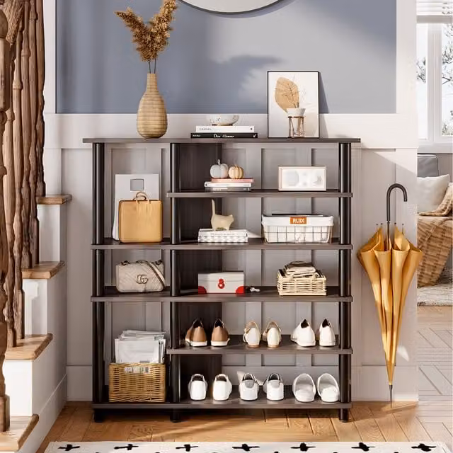 Livingandhome Modern Open-Style Freestanding Shoe Rack in Grey