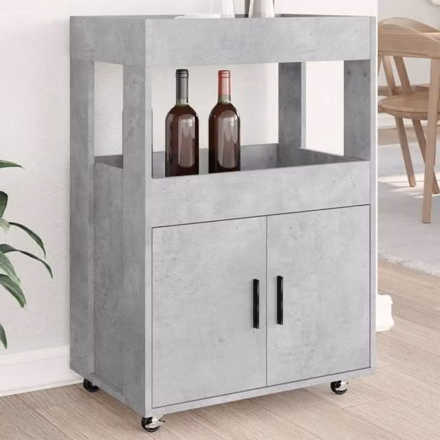 Berkfield Home Bar Cart in Grey, W/D/H: 60 x 39.5 x 89 cm