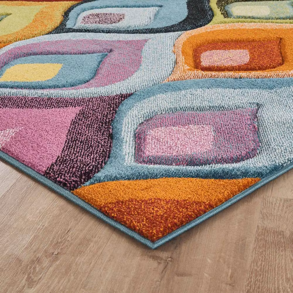 Desire Rugs Rainbow Modern Multi-Colour Carved Ogee Rectangular Rug W: 200 cm, D: 290 cm – 2